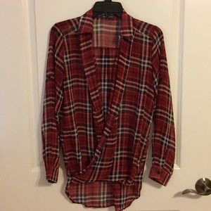 Sheer plaid blouse